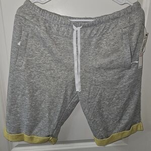 DKNY Men's Heather Gray Athletic Shorts with Yellow Trim